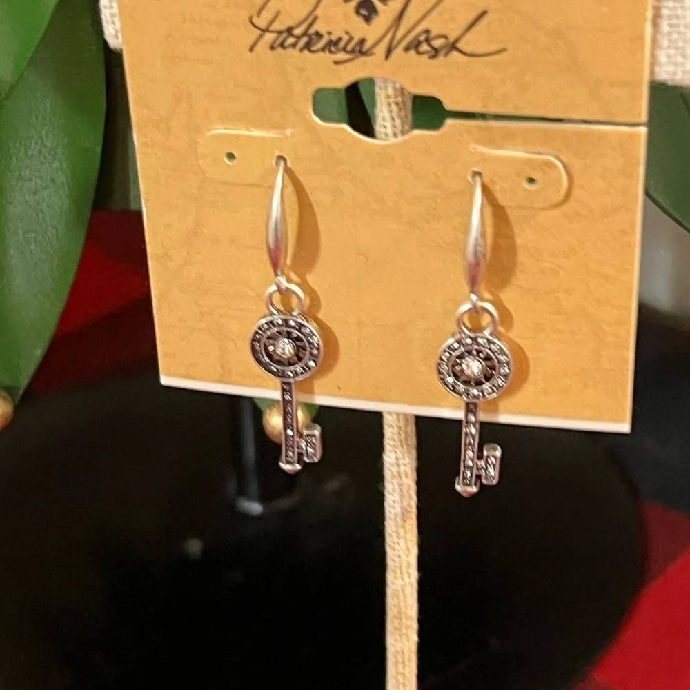 Patricia Nash Silver Key Charm Earrings